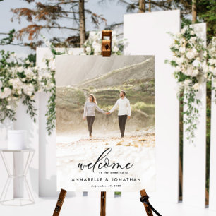 Poster Mariage simple photo de bienvenue eucalyptus pos