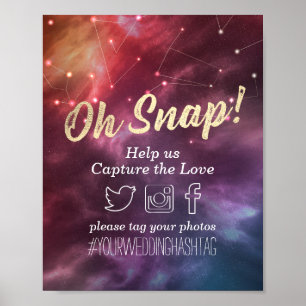 Poster Mariage Snap Hashtag Galaxy Nebula Constellations