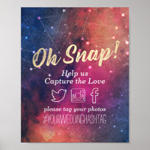 Poster Mariage Snap Hashtag Galaxy Nebula Constellations