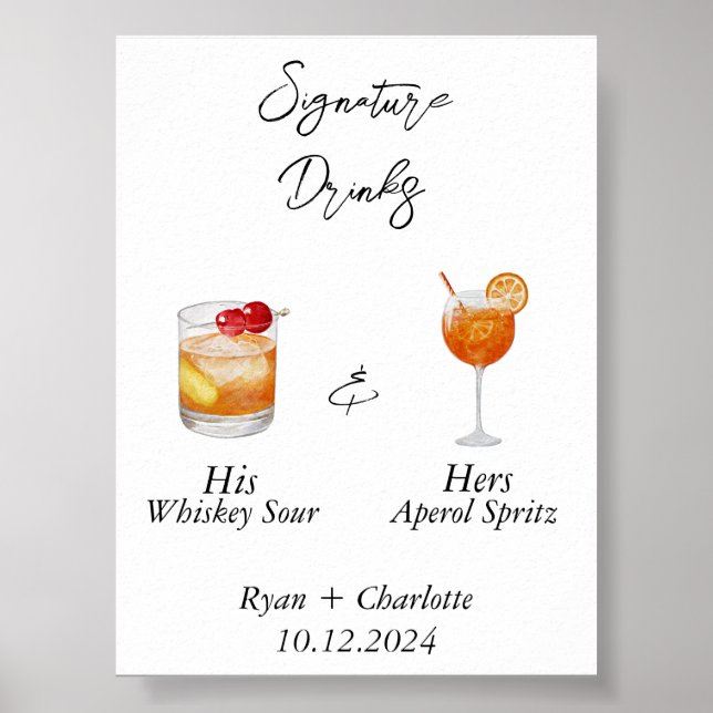 Poster mariage - Son et ses cocktails Signature (Devant)