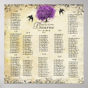 Poster Mariage sous l'arbre à feuilles en forme de cœur v