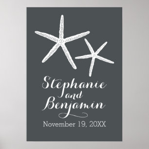 Poster Mariage Starfish avec mariée personnalisée Groom e