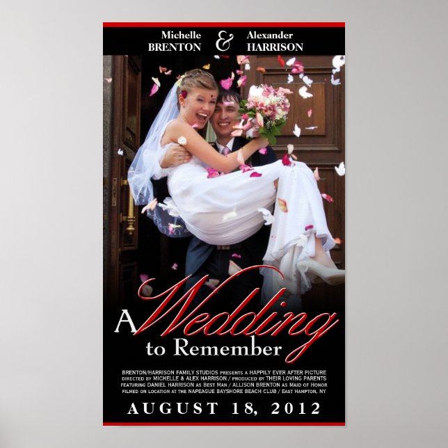 Poster mariage - Taille réglable Noir & Rouge (Devant)