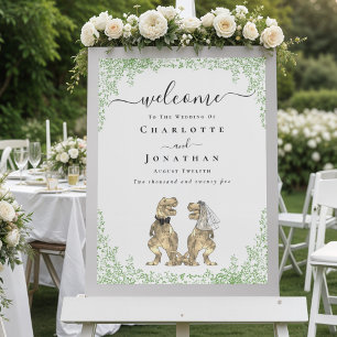 Poster Mariage Thème Dinosaures Bienvenue