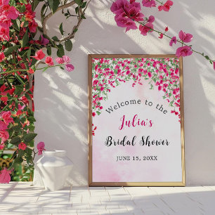 Poster Mariage tropical sous les bougainvillées roses
