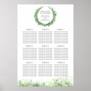 Poster Mariage verdoyant Sièges Plan vert sauge