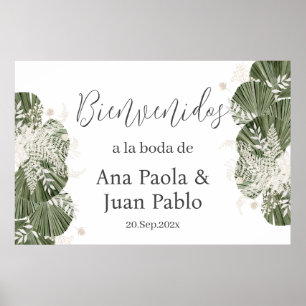 Poster Mariage vert espagnol Panneau de bienvenue