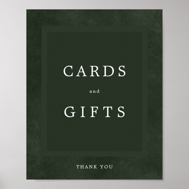 Poster Mariage vert simple élégante carte et signe cadeau (Devant)