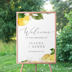 Poster Mariage vertical du jardin de citron moderne Bienv