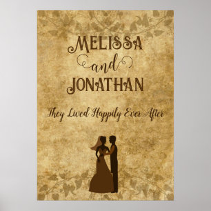 Poster Mariage vintage mariée Groom Happy toujours après