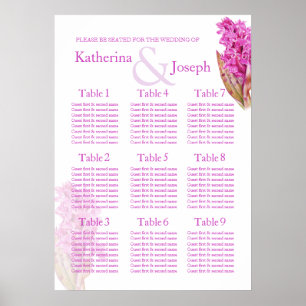 Poster Mariage violet orchidée Planificateur de table 1-9