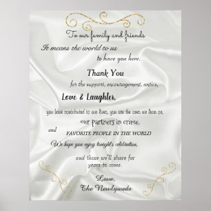 Poster Mariage Welcome Gold Parties scintillant, White Sa