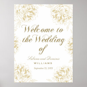 Poster Mariage Welcome or Elegant Peony Floral