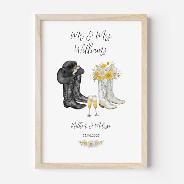 Poster mariage Western Boots (Western Boots Wedding Poster)