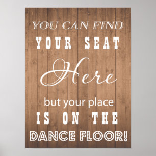 Poster Mariage Wood Grain signe drôle danse et siège