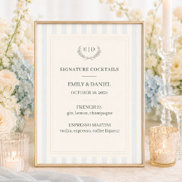 Poster Mariages rayés Blue & Sage Cocktails Signature