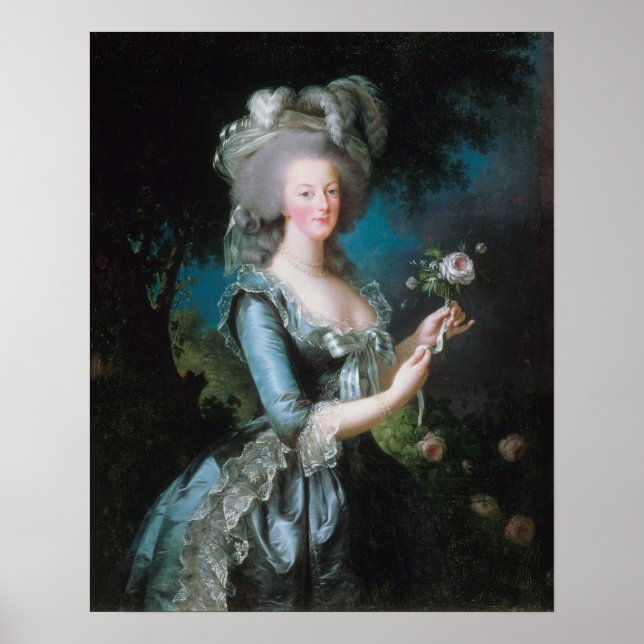 Poster Marie Antoinette avec Rose par Elisabeth Le Brun (Devant)