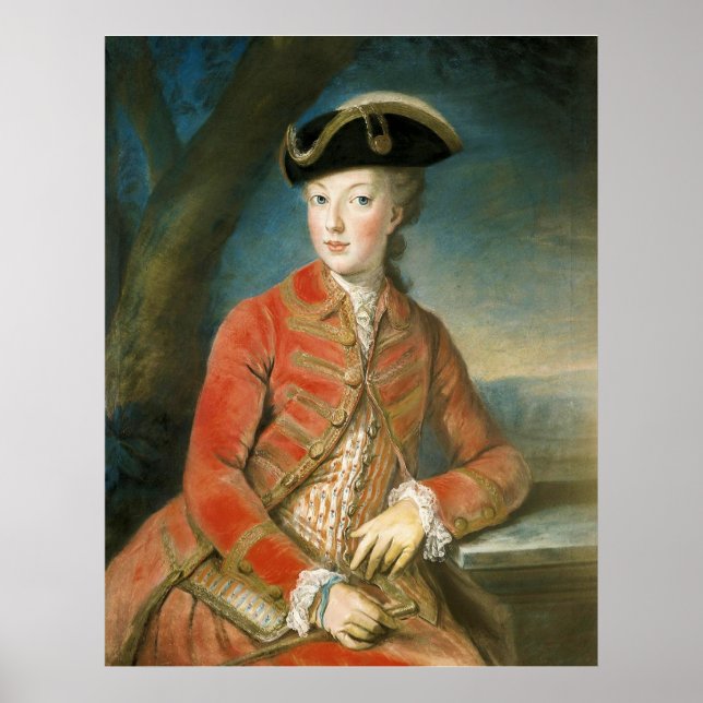 Poster Marie Antoinette dans l'attrait de la chasse par K (Devant)