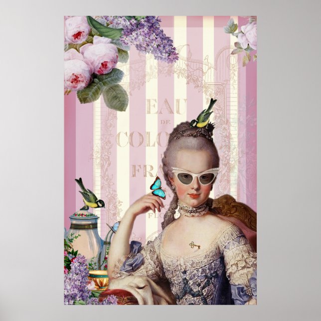 Poster Marie Antoinette en lunettes de soleil ailées (Devant)