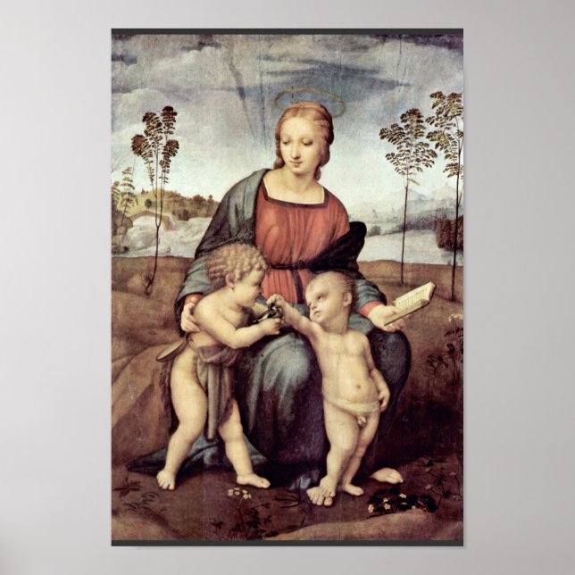 Poster Marie Avec Christ Enfant Et Jean Baptiste, (Devant)