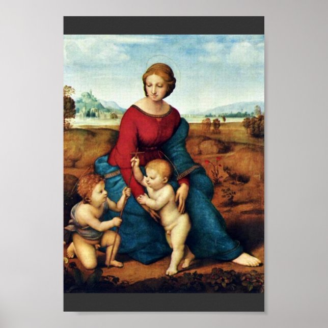 Poster Marie Avec Christ Enfant Et Jean Baptiste (Devant)