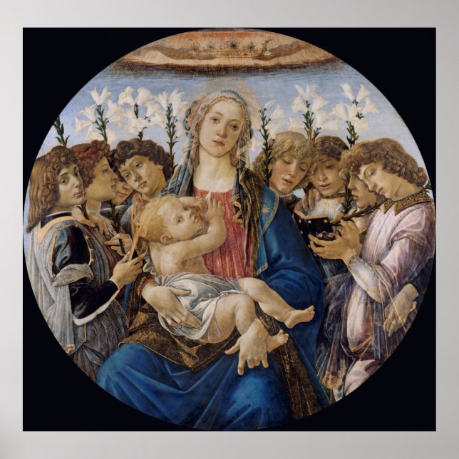 Poster Marie avec l'enfant et les anges chanteurs Bottice (Devant)