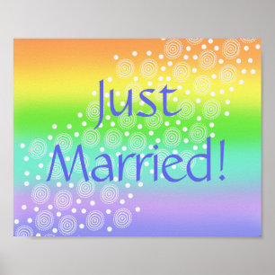 Poster Marié ! Panneau de voiture Mariage arc-en-ciel