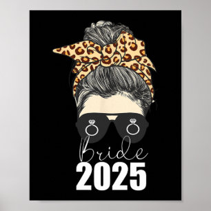 Poster Mariée 2025 Messy Bun Fiançailles Leopard Cheetah
