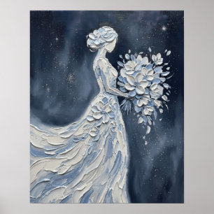 Poster Mariée céleste bleu Impasto Silhouette