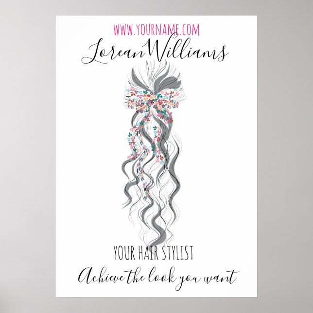 Poster Mariée cheveux ondulés couronne florale Coiffure m (Devant)