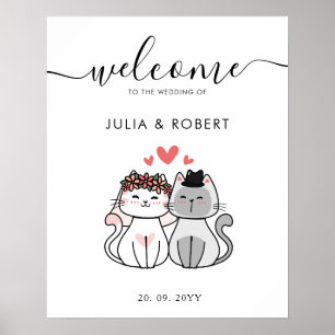 Poster Mariée De Chat Cute Et Mariage De Groom