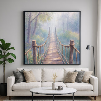 Poster Mariée de la forêt brumeuse à la corde - Art impre