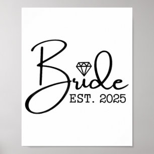 Poster Mariée Est. Bache de la fête de la mariée Mariage 