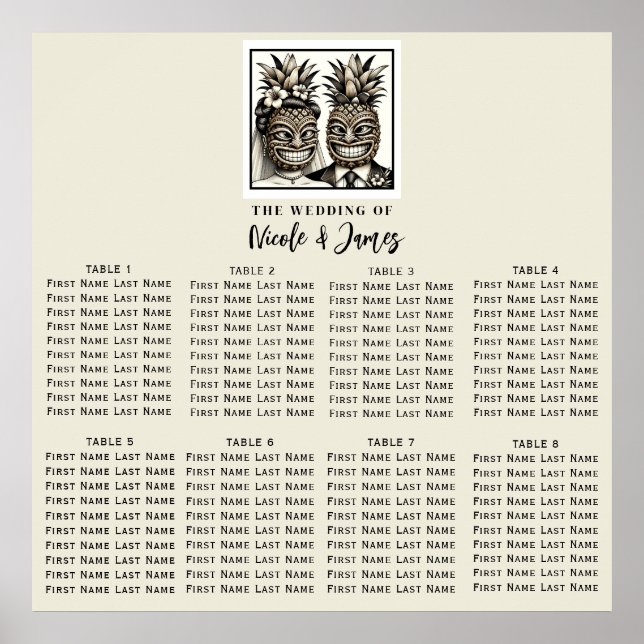 Poster Mariée et chambre Aloha Ananas Tiki Siège Mariage (Devant)