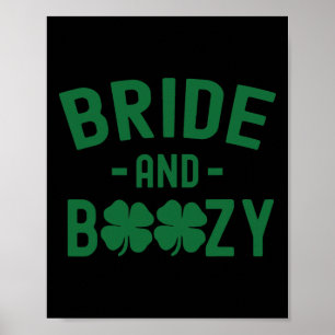Poster Mariée et irlandais ivre St Patrick Funny Shamr
