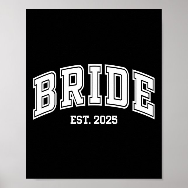 Poster Mariée Groom Est. 2025 Retro Juste Marié Couples W (Devant)