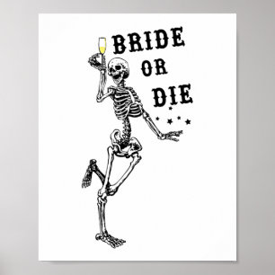 Poster Mariée ou mourir squelette dansant gothique enterr