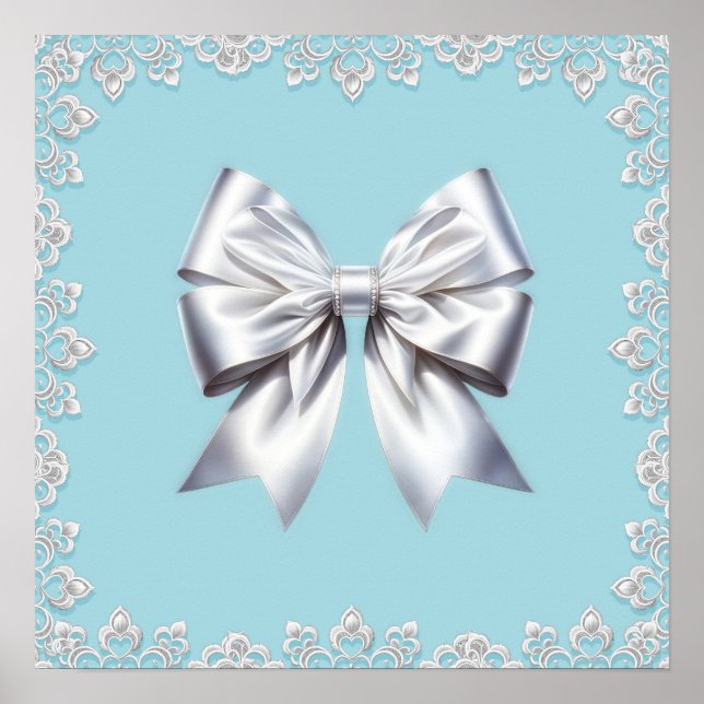 Poster Mariée Turquoise Robin's Egg Blue Big White Bow (Devant)