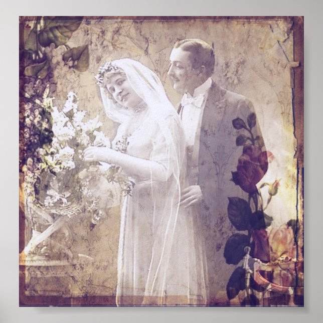 Poster Mariée vintage et salle (Devant)