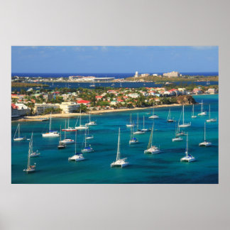 Poster Marigot Harbour Waterfront, St. Martin