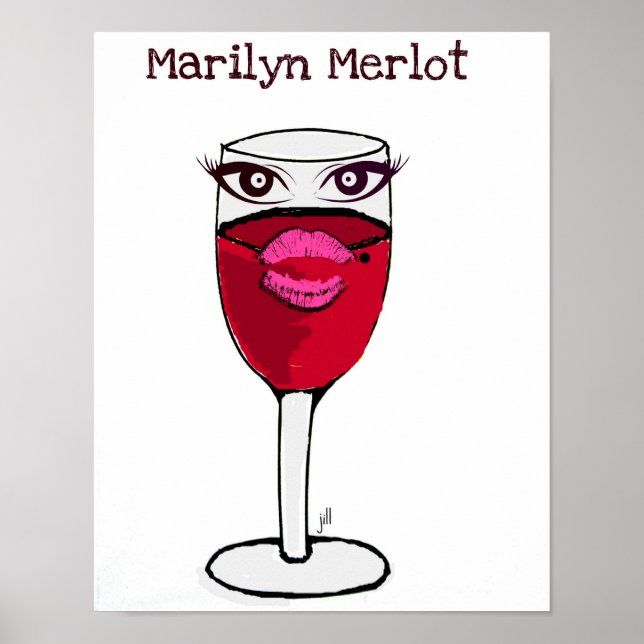 Poster Marilyn Merlot Verre rouge Imprimer (Devant)