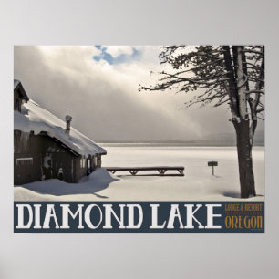 Poster Marina d'hiver du lac Diamond - Pas de texte