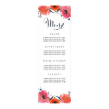 Marine Aquarelle Floral Mariage Menu