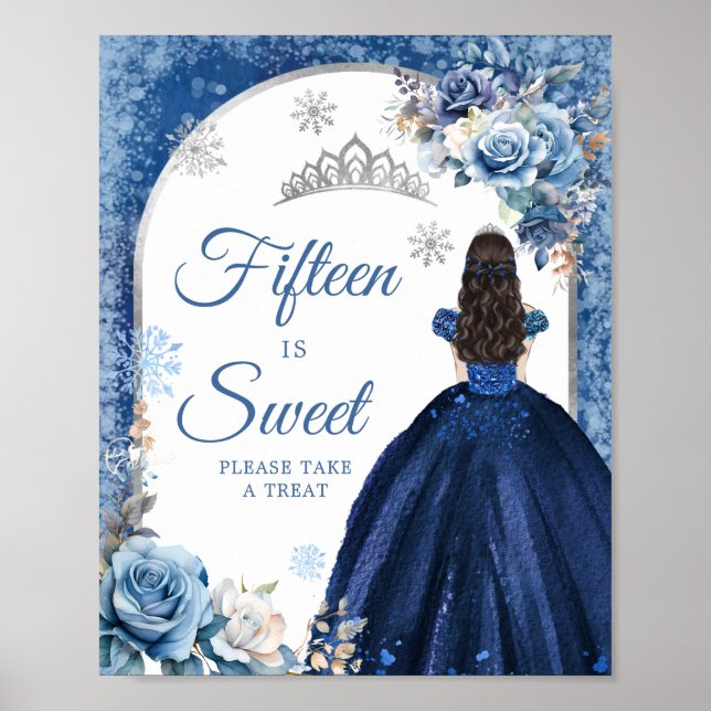 Poster Marine Bleu Argent Magique Hiver Quinze est doux (Devant)