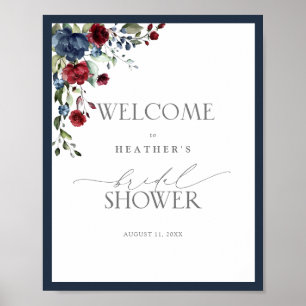 Poster Marine Bleu Bourgogne Aquarelle Douche Bienvenue