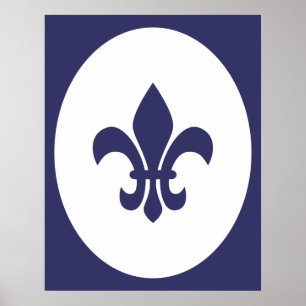 Poster Marine Bleu Vieux Façonné Ovale Frontière Silhouet