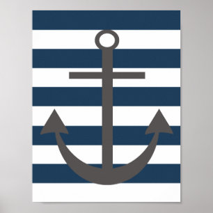 Poster Marine Blue and Grey Ancre Nursery Print