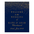 Marine Blue & Glam Gold Confetti Mariage Bienvenue