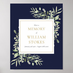 Poster Marine Blue Greenery Funérailles Partager Un Panne