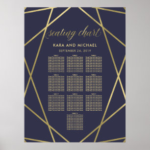 Poster Marine Blue Modern Gold Diamond Diagramme de siège